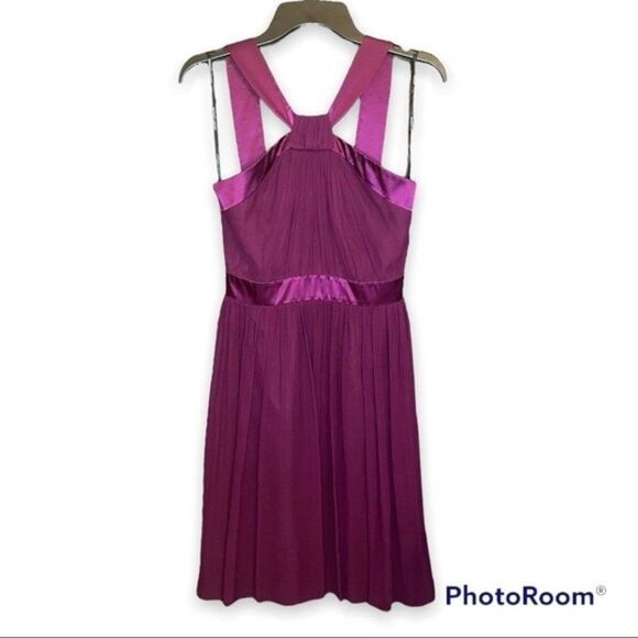 Maggy London Fuchsia Silk Halter Dress Size 4 - Picture 1 of 5